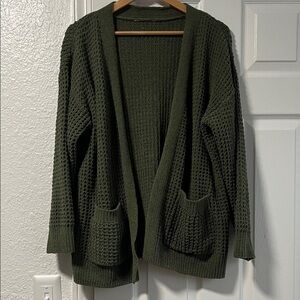 Olive Green Women's Sweater Cardigan